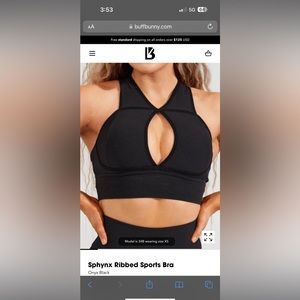 Buff bunny sphynx ribbed sports bra, medium, worn once, onyx